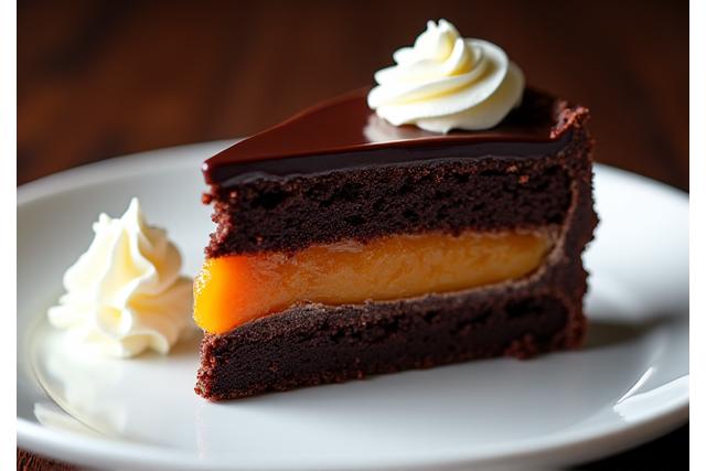 Decadent Sachertorte with whipped cream